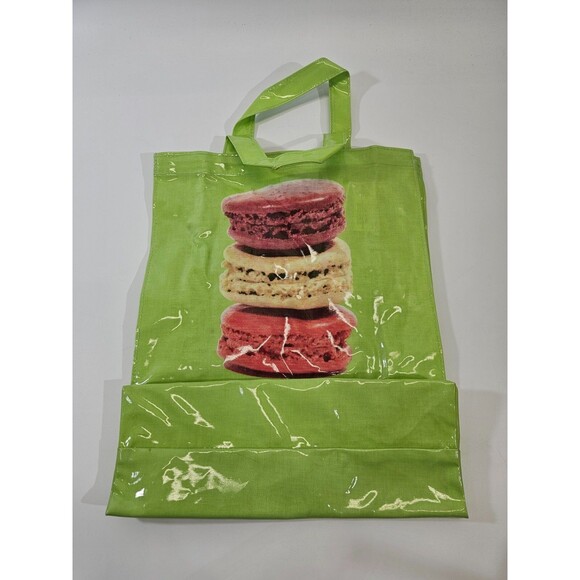 CS Laduree Paris Green Macaron Medium Tote Shopper Bag Vinyl Shopping Bag EUC - Picture 2 of 4